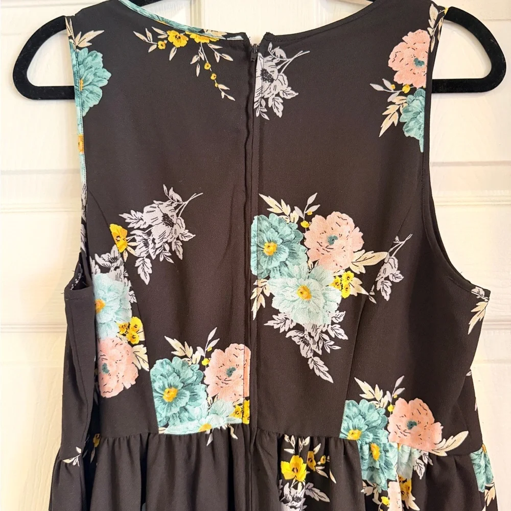 Floral Sleeveless Kids Dress - Black - Picture 4 of 6
